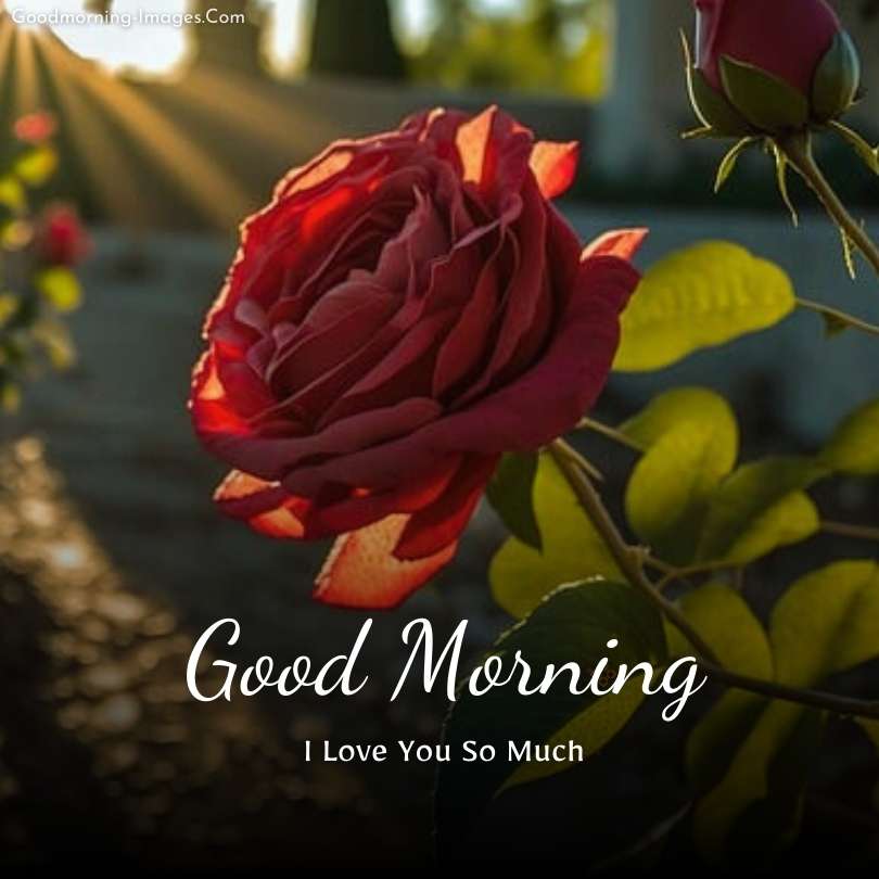 Vibrant Good Morning Rose Image with Dew Drops
